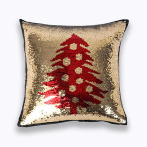 Gold Sequin Red Santa Pillow Picture